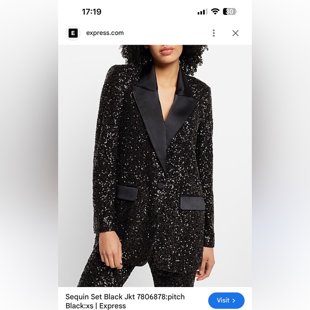 Express Black Sequin Blazer PART OF A SET Like New Condition